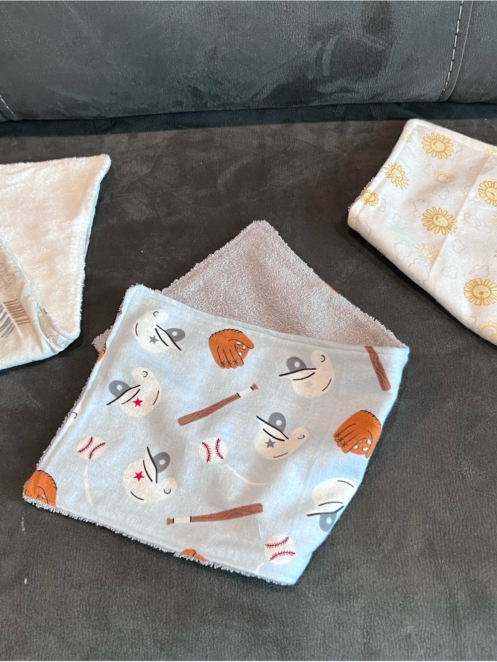 Baby Washcloths - Baseball Print Blue